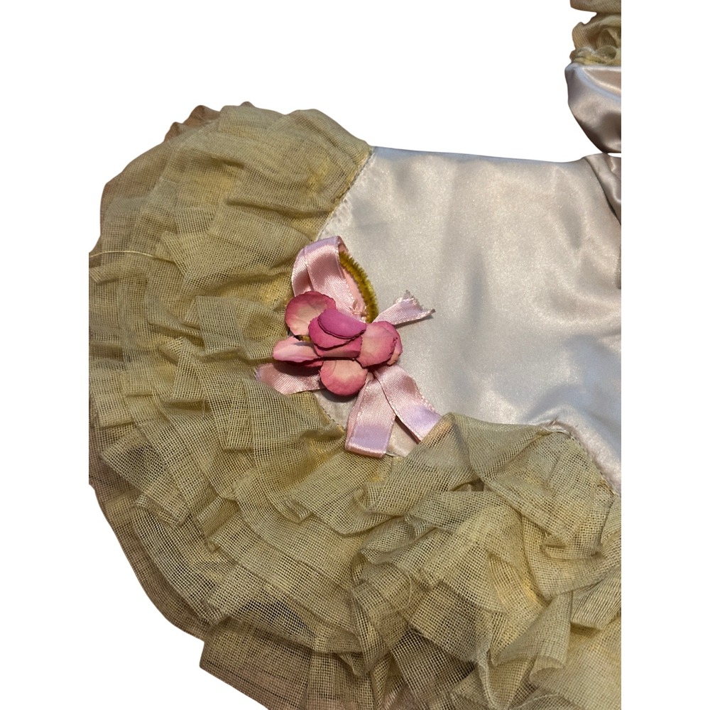 Vintage 40s Girls Costume Dance Theatre Dress Bonnet Tulle Ruffles Satin JS - Picture 3 of 13